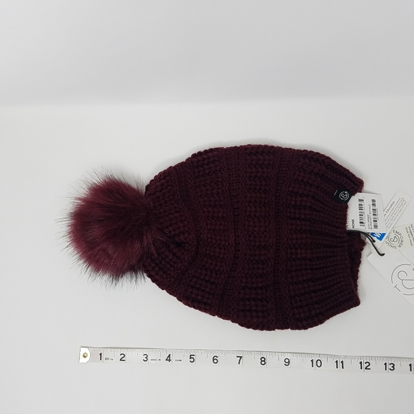 Treasure & Bond Burgundy Royale Knit Pom Beanie Hat - Picture 2 of 7